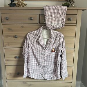 POSH PEANUT SAMANTHA Flannellette Pink and White Checkered Pajama Set